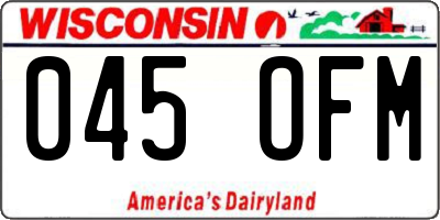 WI license plate 045OFM