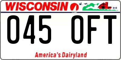 WI license plate 045OFT
