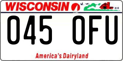 WI license plate 045OFU