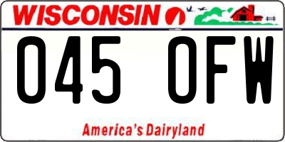 WI license plate 045OFW