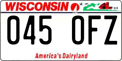 WI license plate 045OFZ