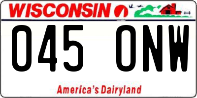 WI license plate 045ONW