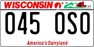 WI license plate 045OSO