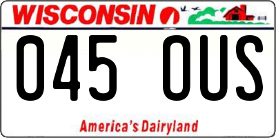 WI license plate 045OUS