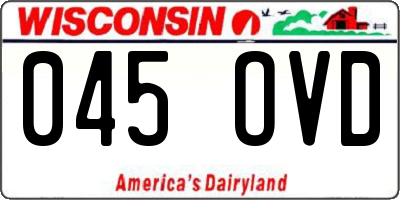 WI license plate 045OVD