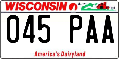 WI license plate 045PAA