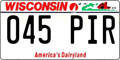 WI license plate 045PIR