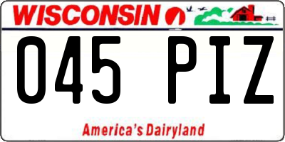 WI license plate 045PIZ