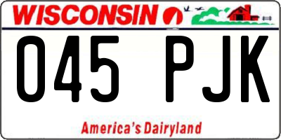 WI license plate 045PJK