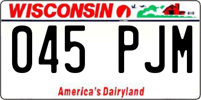 WI license plate 045PJM