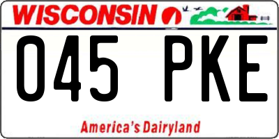 WI license plate 045PKE