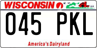 WI license plate 045PKL