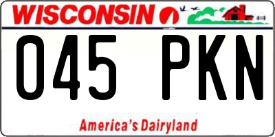 WI license plate 045PKN