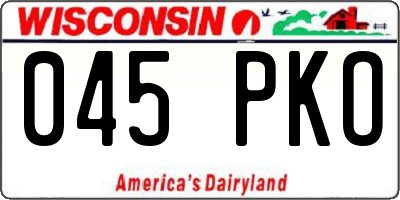 WI license plate 045PKO
