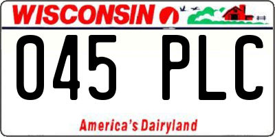 WI license plate 045PLC