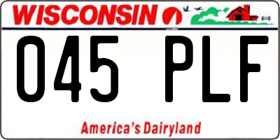 WI license plate 045PLF