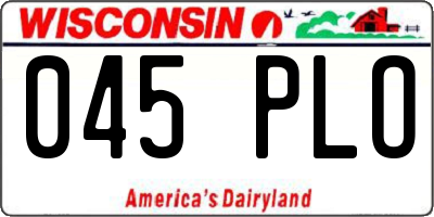WI license plate 045PLO