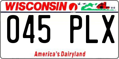 WI license plate 045PLX