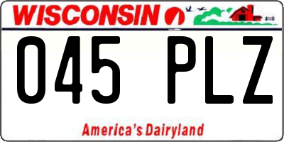 WI license plate 045PLZ