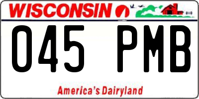 WI license plate 045PMB