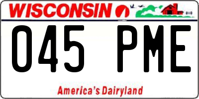 WI license plate 045PME