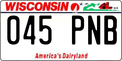 WI license plate 045PNB