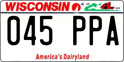 WI license plate 045PPA