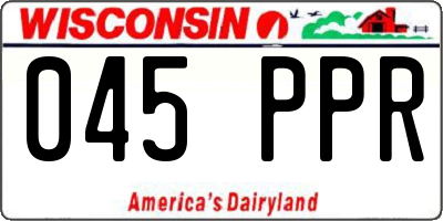 WI license plate 045PPR