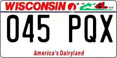 WI license plate 045PQX