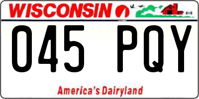 WI license plate 045PQY