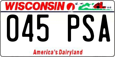 WI license plate 045PSA