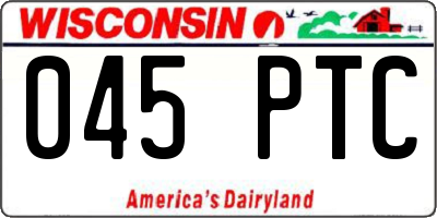 WI license plate 045PTC