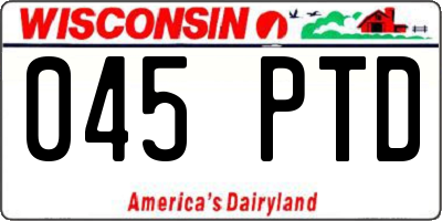 WI license plate 045PTD