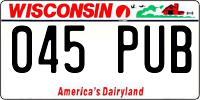 WI license plate 045PUB