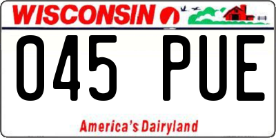 WI license plate 045PUE