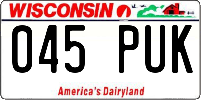 WI license plate 045PUK