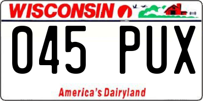 WI license plate 045PUX