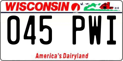 WI license plate 045PWI
