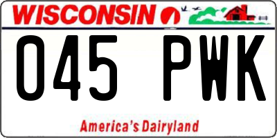 WI license plate 045PWK