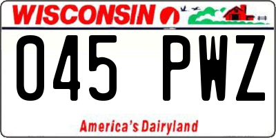 WI license plate 045PWZ
