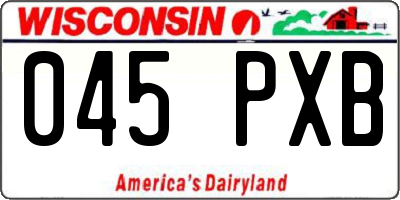 WI license plate 045PXB