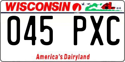 WI license plate 045PXC