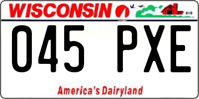 WI license plate 045PXE