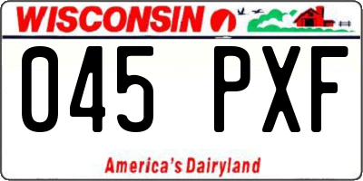 WI license plate 045PXF