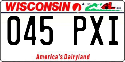 WI license plate 045PXI
