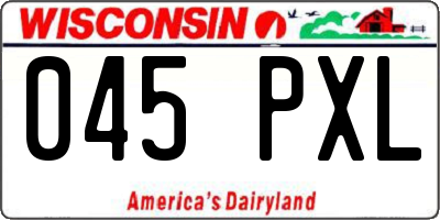 WI license plate 045PXL