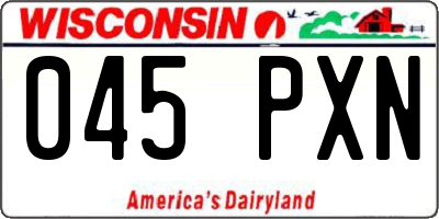 WI license plate 045PXN