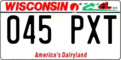 WI license plate 045PXT