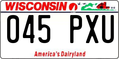 WI license plate 045PXU