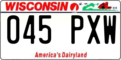 WI license plate 045PXW